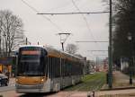 Tw.3040 hat soeben die Endstelle Drogenbos Kasteel verlassen um die weite Reise ins Stadtzentrum anzutreten.(15.03.2015)