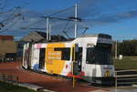  Kusttram  bei der Abfahrt von Knokke am 21.