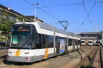 Belgium, Coastal tramline Knokke - Oostende - De Panne  Tramway 6337 in Oostende Station waiting for departure  22/8/2015  During the holiday season, Antwerpen and Gent lend a few trams to the coastal