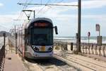 DE LIJN 6118 (Type Urbos 100X  Stadslijner ) f�hrt am 27.Juli 2026 in die Kusttram Station Raversijde-Provinciedomein ein.