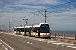 Belgium, Coastal tramline Knokke - Oostende - De Panne
Tramway 6332 in Mariakerke along the North Sea
19/7/2010
During the holiday season, Antwerpen and Gent lend a few trams to the coastal line.