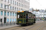 Anniversary 150 years tram in Brussels, Belgium  Circulation of preserved tramways between  Eglise Sainte-Marie  and  avenue Legrand   Tram 984 at rue Quatre-Bras  5/5/2019