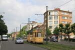 Brussels, Belgium  Circulation of preserved tramway 5001 on boulevard Brand Whitlock  1/6/2014