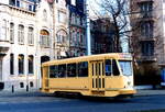 Brussels, Belgium  Circulation of preserved tramway 9098 on boulevard Brand Whitlock  24/2/1991