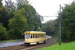 Brussels, Belgium  30th anniversary of the Musée du Transport Urbain Bruxellois  Circulation of preserved tramways and buses   Preserved tram 7065 on avenue de Tervuren   6/10/2012    The PCC