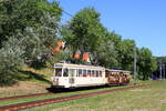 Belgium, Coastal tramline Knokke - Oostende - De Panne
Preserved tramway 9750 and trailers 8816+8853 in de Haan aan Zee, during the  Trammelant  festivities
8/8/2015