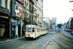 SNCV Br�ssel__Zweiwagenzug mit Tw 5671 auf Linie 'G' in der City.__13-08-1974