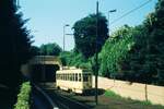 STIB/MIVB Stra�enbahn Br�ssel__Tw 7109 [PCC der ersten Serie 1951-71] auf Linie 52.__13-08-1974