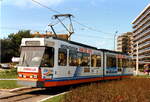 Belgium, Coastal tramline Knokke - Oostende - De Panne  Tramway 6013 waiting for departure at the old terminus in De Panne Esplanade  25/8/1992