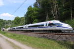 406 001 mit dem neuen Taufnamen  Europa  verlässt am 23.5.19 den neuen Aachener Buschtunnel in Richtung der Deutsch/belgischen Staatsgrenze.