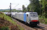 186 447-9 von Lineas/Railpool  kommt die Gemmenicher-Rampe herunter nach Aachen-West mit einem Kesselzug aus Antwerpen-Kanaaldok(B) nach Millingen-Solvay(D).