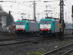 Cobra-Loks 2817 + 2824 auf Parallelfahrt in Aachen-West. Aufgenommen am 17/01/2009.