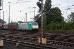 Die Cobra 2813 fhrt mit einem gemischten Gterzug aus Kln-Gremberg nach Antwerpen-Noord in Aachen-West bei Regenwetter.
6.8.2011