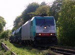 Die Cobra 2837 kommt die Gemmenicher-Rampe herunter nach Aachen-West mit einem langen Kalkzug aus Marche-les-Dames(B) nach Hagen(D).
