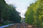 Blick in Richtung Raeren. Das Ausfahrtssignal hat schon lange seine Funktion verloren. Links und rechts des ehemaligen Gleises lagen früher auch Gleise die jedoch schon abgebaut sind. Die Strecke wird von einem Verein gehalten und gepflegt. Die Strecke ist betrieblich gesperrt wodurch keine Fahrten möglich sind.

Raeren 08.10.2016