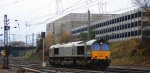 Die Class 66 DE6307 von DLC Railways kommt als Lokzug aus Montzen-Gare(B) und fährt in Aachen-West ein bei Kalten 3 Grad am 2.12.2012.