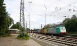 Ein Nachschuss von der E 186 132 von Crossrail  schiebt einen langen  MSC-Containerzug von Aachen-West nach Antwerpen-Berendrecht(B) bis zum Gemmenicher-Tunnel.Vorne fährt eine Class 66 DE6307