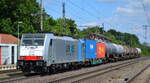 LINEAS Group NV/SA, Bruxelles [B]mit der Railpool Lok  186 500  [NVR-Nummer: 91 80 6186 500-5 D-Rpool] und gemischtem Güterzug am 02.06.22 Höhe Bf.