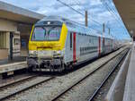 Ein Intercity-Zug der SNCB bei der Einfahrt in den Brüsseler Nordbahnhof, 02.03.2024.
