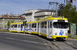 Kölner Achtachser in Sarajevo: Wagen 912 (ex 3777) überquert die stadteinwärts führende Fahrbahn der Hisala-Straße.