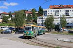 Wagen 524 als Linie 1 nach Zelj Stancia-Bascarsija am Bahnhof Sarajevo 3.9.21