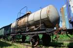 Bulgarien: Genieteter Kesselwagen BDZ 190441 (Maschinenfabrik der Privaten Österrischen Ungarischen Staatseisenbahn Gesellschaft Wien 1889) im Eisenbahnmuseum in Russe