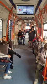 Sofia - Straßenbahn der Linie 7 Innenansicht.