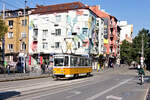 Fahrzeug 3013 (Tatra T6A2) am 05.10.2022 auf der Linie 10 Chladilnika - Westpark in der Nähe des Vasil Levski Stadium.