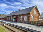 Der Bahnhof in Gredstedbro nördlich von Ribe (Ripen). Aufnahme: 3. April 2021.