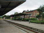 Das Bahnhofsgebäude vom ehemaligen Grenzbahnhof Tonder am 23.Juni 2021.