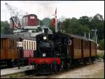 Lok VLTJ 7 (Henschel, Bj. 1909) der Mariager-Handest Veteranjernbane (MHVJ) wartet mit Zug Nr. 16 von Mariager nach Handest am 23.08.2009 im Bahnhof Mariager auf Abfahrt.