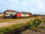 Stilleben im Bf Padborg auf den Gleisen der luxemburgischen CFL-Cargo:  Eine Class und zwei My-er stehen dort im Abendlicht und sonnen sich gegenber der alten Laderampe....