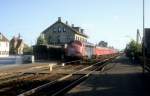 DSB Regionalzug (von der Diesellok My 1145 geschoben) Bahnhof Nørre Alslev am 22. Juni 1983. 