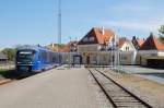 Ein Desiro der Nordjyske Jernbaner warten in Skagen auf Abfahrt nach Frederikshavn.