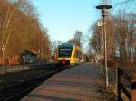 Lokalbanen (Strecke: Helsingør - Gilleleje - Hillerød): Ein Coradia-LINT 41 Richtung Helsingør station (: DSB-Bf Helsingør) am Haltepunkt (Helsingør-)Højstrup am 22.