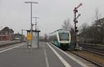 Der Arriva Lint AR 1006 A verlsst den Bahnhof Niebll in Richtung Tonder-Esbjerg (Dnemark).