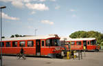 Gribskovbanen (GDS) / Helsingør-Hornbæk-Gilleleje-Banen (Hornbækbanen, HHGB): Im Bahnhof Gilleleje, der Endbahnhof sowohl der GDS als der HHGB war, halten am 30.