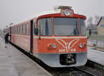 Lokalbanen, Helsingør-Hornbæk-Gilleleje-Banen (HHGB): Ys 95 (DUEWAG 1984) + Ym 5x Gilleleje Station am 9. März 2007. - Scan eines Farbnegativs. Film: Kodak Gold 200-6. Kamera: Leica C2.