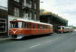 Helsingør-Hornbæk-Gilleleje-Banen (HHGB) Ym 53 Jernbanevej / Bramstæde in Helsingør (Endstation) am 26. Mai 1980. - Der Triebwagen Ym 53, der zwei Büssing-Dieselmotoren hatte, wurde 1970 von der Waggonfabrik Uerdingen geliefert. 2007 wurde er ausgemustert.