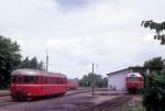 OHJ (Odsherreds Jernbane) Schienenbustriebwagen S32 / Diesellok 24 Nykøbing Sjælland am 25.