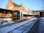 Hier ein Kystbane/resundzug von DSB First. Hier am Bahnhof Helsingr