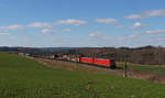 EZ 51716 mit Doppel 187 (187 159  187 146) von Nürnberg nach Senftenberg bei Sonnenwetter am 22.03.2020 in Ruppertsgrün/Pöhl eingefangen. 