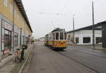 Das dänische Straßenbahnmuseum Sporvejsmuseet Skjoldenæsholm am 16.