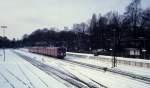 Kbenhavn / Kopenhagen DSB S-Bahn im Februar 1978: Ein Zug der Linie A, der in Richtung Klampenborg fhrt, erreicht den Bahnhof sterport.