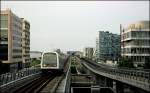 Blick von der Haltestelle Ørestad nach Norden in Richtung der Station Bella Center.