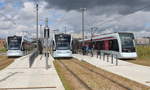 Århus / Aarhus: Aarhus Letbane Linie 2 (Variobahn 1202-1102 / Variobahn 1112-1212 / Tango (Nummer unbekannt)) Skejby, Aarhus Universitetshospital am 1.