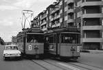 Århus / Aarhus Århus Sporveje SL 2 (Tw 17 / Tw 9) Skanderborgvej / P.P. Ørumsgade am 27. Juli 1968. - Scan von einem Farbnegativ. Film: Kodak Kodacolor X. - Wegen schlechter Farbwiedergabe des Negativs ist dieses Foto als S/W-Foto hochgeladen worden.