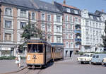 Århus / Aarhus Århus Sporveje (ÅS) SL 1 (Tw 2) Skt. Pauls Kirkeplads am 8. August 1969. - Scan eines Diapositivs.