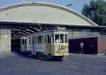 København / Kopenhagen Københavns Sporveje SL 10 (Tw 552 + Bw 154x) Valby Remise / Straßenbahnbetriebsbahnhof Valby am 9. August 1968. - Scan von einem Farbnegativ. Film: Kodak Kodacolor X Film.