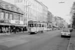 København / Kopenhagen Københavns Sporveje (KS) SL 7 (Tw 600) København N, Nørrebro, Nørrebrogade / Sjællandsgade im März 1969. - Der Drehgestellwagen 600 gehörte zu der KS-Triebwagenserie 501 - 617, die in den Jahren 1930 bis 1941 von der Hauptwerkstätte der KS hergestellt wurde. - Scan eines S/W-Negativs. Film: Agfa L ISS.